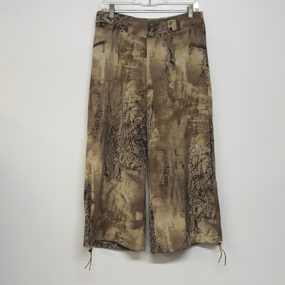 Carla Du Nord Women's Camo Wide Leg Crop Pants Size 38